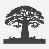 Stampa maestoso baobab albero silhouette, della natura senza tempo custode contro il africano cielo vettore