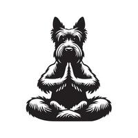 yoga Scozzese terrier illustrazione nel nero e bianca vettore