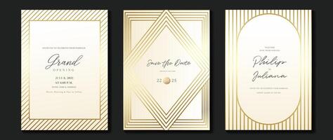 lusso invito carta sfondo . d'oro elegante geometrico forma, oro Linee pendenza su leggero sfondo. premio design illustrazione per gala, mille dollari apertura, festa invito, nozze. vettore