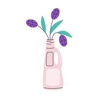 detergente bottiglia con fiori. pulizia attrezzo. pulito casa attrezzatura. piatto illustrazione isolato su bianca sfondo. vettore