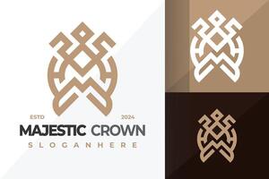 lettera m maestoso corona logo design simbolo icona illustrazione vettore