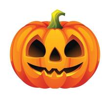 Halloween zucca con Sorridi viso. cartone animato personaggio illustrazione vettore