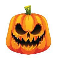 Halloween zucca con spaventoso viso. cartone animato personaggio illustrazione vettore
