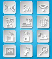 Set di icone di rete di comunicazione wireless vettore