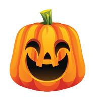 Halloween zucca con contento viso. cartone animato personaggio illustrazione vettore