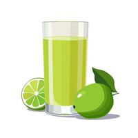 pieno bicchiere di verde appena e salutare spremuto lime succo isolato su bianca sfondo. illustrazione nel piatto stile con agrume bere. estate clipart per carta, striscione, volantino, manifesto design vettore