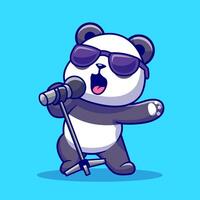 carino panda cantando cartone animato vettore