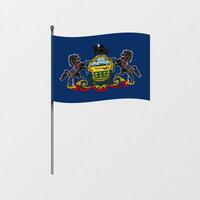 Pennsylvania stato bandiera su pennone. illustrazione. vettore