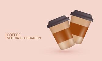 3d icona realistico caffè tazza nuovo concetto design vettore