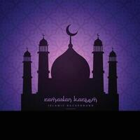moschea silhouette design nel viola modello sfondo vettore
