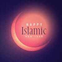 raggiante islamico nuovo anno sfondo con brillante Luna vettore
