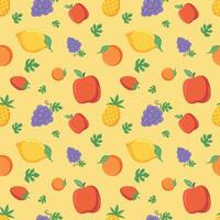 senza soluzione di continuità frutta modello mela, Limone, fragola, uva, ananas, arancia mano disegnato vettore