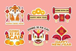 set di adesivi gong xi fa cai vettore