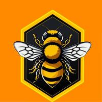 il Immagine è un' logo di un' ape, raffigurato nel un' giallo colore. esso è un illustrazione di un invertebrato insetto. vettore