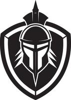 spartano guerriero logo con casco e scudo per arredamento maglietta tatuaggio vettore