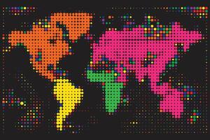 colorato mezzitoni tratteggiata mondo carta geografica vettore