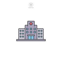 ospedale edificio icona. medico o assistenza sanitaria tema simbolo illustrazione isolato su bianca sfondo vettore