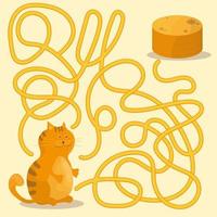 cartone animato di percorsi o labirinto gioco di attività puzzle con gattino e frittelle vettore