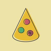 pizza illustrazione vettoriale in linea arte stile piatto design divertente immagine