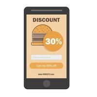 design piatto modello di sconto coupon hamburger fast food - modulo di iscrizione e-mail vettore