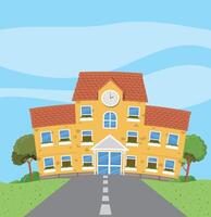 un' cartone animato illustrazione di un' scuola edificio vettore