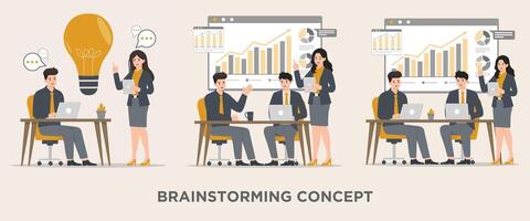 piatto attività commerciale di brainstorming concetto illustrazione vettore