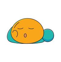 carino emoji addormentato su un' cuscino isolato su bianca sfondo vettore