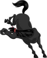 selvaggio nero cavallo cartone animato portafortuna personaggio salto vettore