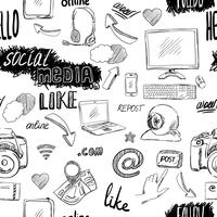 Modello di media sociali di doodle senza soluzione di continuità vettore