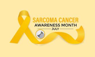 illustrazione sarcoma e osso cancro consapevolezza calligrafia manifesto design. realistico giallo nastro. osso cancro, sfondo. vettore
