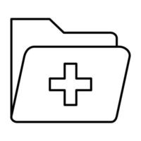 icona della linea della cartella medica vettore