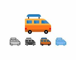 camper furgone icona, surfer furgone.set 5 icona furgone, linea, contorno,glifo,riempito linea, piatta colore e blu colore.modificabile colpi e pixel perfetto.can essere Usato per digitale prodotti, stampe eccetera. vettore