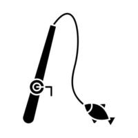 icona del glifo con la pesca vettore