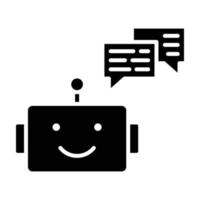 icona del glifo con chat bot vettore