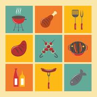 Bbq Grill Icons Set piatto vettore