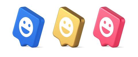 smiley emoticon comico viso emoji pulsante ridendo sociale Rete reazione contento 3d discorso bolla isometrico icona vettore
