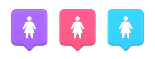 donna silhouette personale membro irriconoscibile persona pulsante utente profilo interfaccia 3d discorso bolla icona vettore