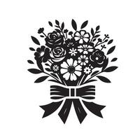 silhouette di un' fiore mazzo, floreale boutique logo design vettore