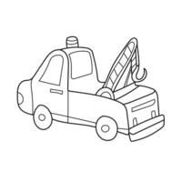 semplice pagina da colorare. evacuatore del carro attrezzi dei cartoni animati. disegno del libro da colorare per bambini vettore