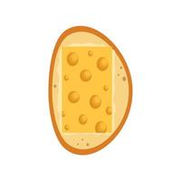 un pezzo di formaggio su pane e burro. disegno del fumetto di vettore di un panino. fast food per la colazione. illustrazione di cibo spazzatura e snack veloci. cucina, ricettario, show cooking.