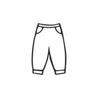 pantaloni per un bambino isolato su uno sfondo bianco. illustrazione vettoriale scarabocchio di abbigliamento per bambini. jeans e pantaloni disegnati con una linea di contorno a mano. disegno per bambini di vestiti per camminare.