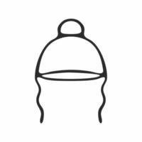 cappello scarabocchio per un bambino isolato su uno sfondo bianco. illustrazione di un copricapo. disegno di capispalla per bambini. schizzo disegnato a mano nero. icone per un negozio di abbigliamento per bambini online. vettore