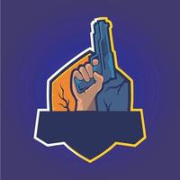 vettore di progettazione del logo della mascotte del giocatore, illustrazione del giocatore per la squadra sportiva. stile moderno di concetto di illustratore per badge