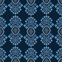 tradizionale etnico motivi ikat geometrico tessuto modello attraversare punto.ikat ricamo etnico orientale pixel blu sfondo. astratto, illustrazione. trama, decorazione, carta da parati. vettore