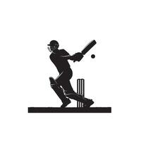 cricket giocatore silhouette. cricket battitore diverso scopo silhouette illustrazione. cricket giocatore logo vettore