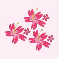 illustrazione di hawaiano rosa fiori su un' morbido rosa sfondo. vettore