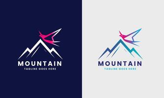 montagna collina icona, uccello logo , uccello collina naturale moderno animale attività commerciale concetto modello vettore