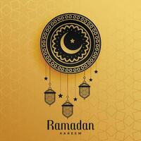 islamico stile d'oro Ramadan kareem saluto design vettore