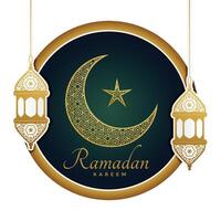 decorativo Luna con lampade per Ramadan kareem vettore