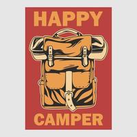 poster vintage design felice camper retrò illustrazione vettore